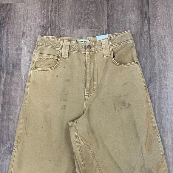 NEW Free People We The Free Chill Vibes Dropped Wide Leg Mustard Scout Jeans - Picture 8 of 12